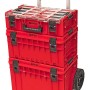 Roter QBRICK Werkzeugtrolley mit Teleskopgriff und Rädern, 66x64x48,5 cm.