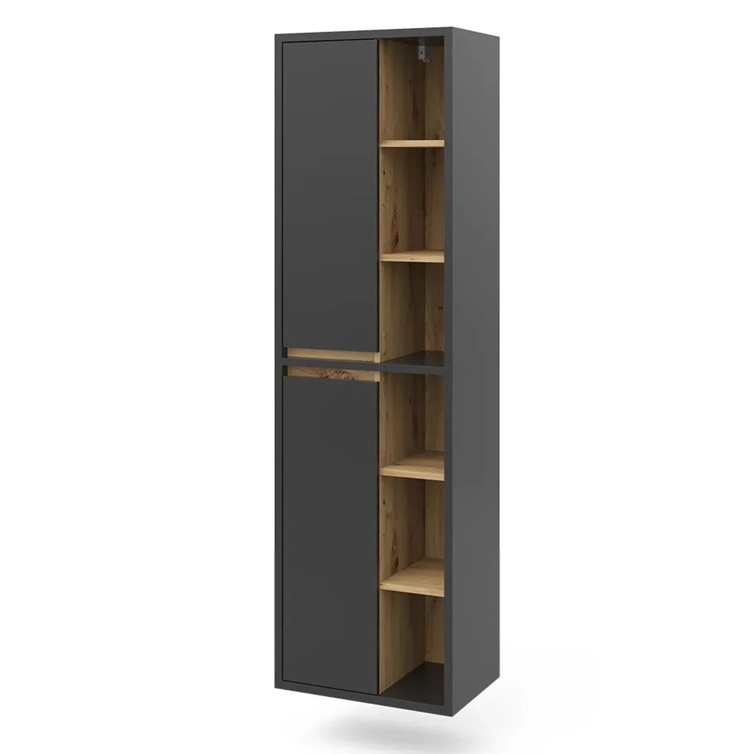 Vicco Badschrank Viola Anthrazit 50 x 170 mit Türen und Offenen Fächern