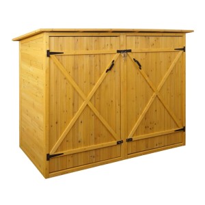 Braune PROREGAL Fahrradgarage aus Holz, abschließbare Fahrradbox für den Garten.