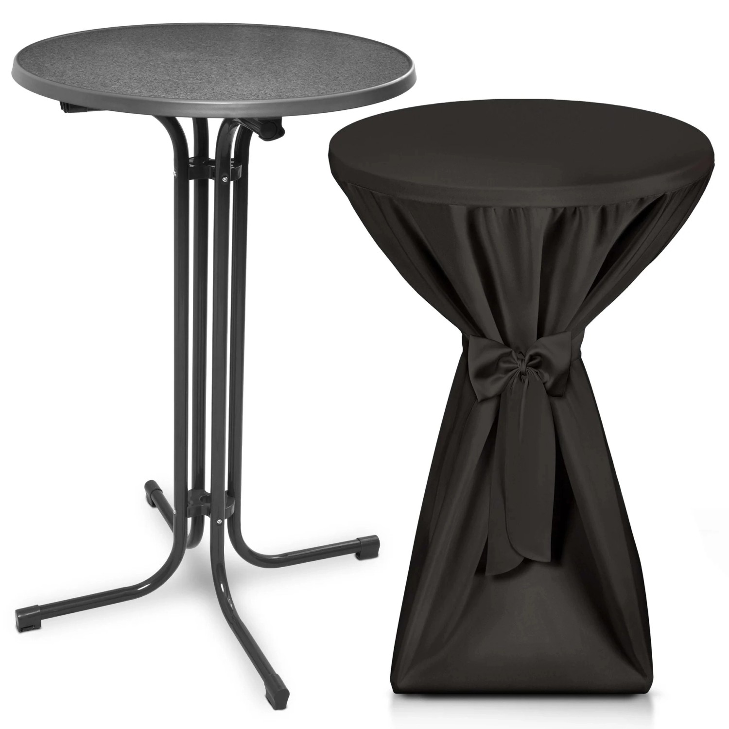 Beautissu Bellini Stehtisch Ø 70cm Grau mit Premium Stehtischhusse Ø 70cm S günstig online kaufen