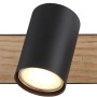 Globo Strahler Robby, 3-flammig, schwarz matt, mit Holzoptik. Moderner Spot für GU10 Leuchtmittel.