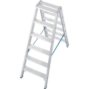 Krause Doppelleiter Stabilo mit 2x6 Stufen, Aluminiumleiter für den sicheren Einsatz im Innen- und Außenbereich.