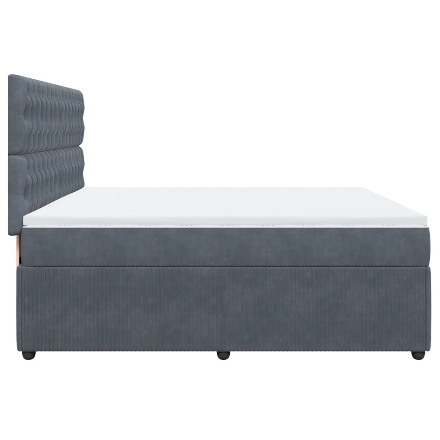 Dunkelgraues vidaXL Boxspringbett 200x200 cm mit Matratze und Samtbezug.