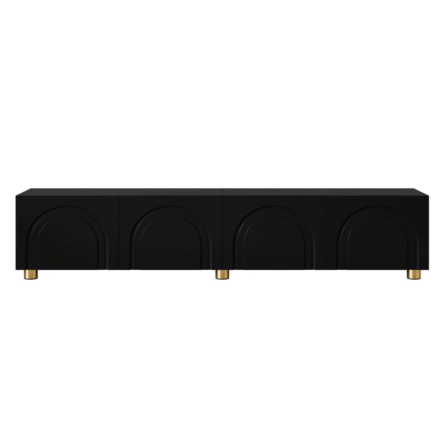 ModernLuxe Modernes TV-Lowboard mit 4 Türen Metallfüßen MDF Spanplatte Schwarz