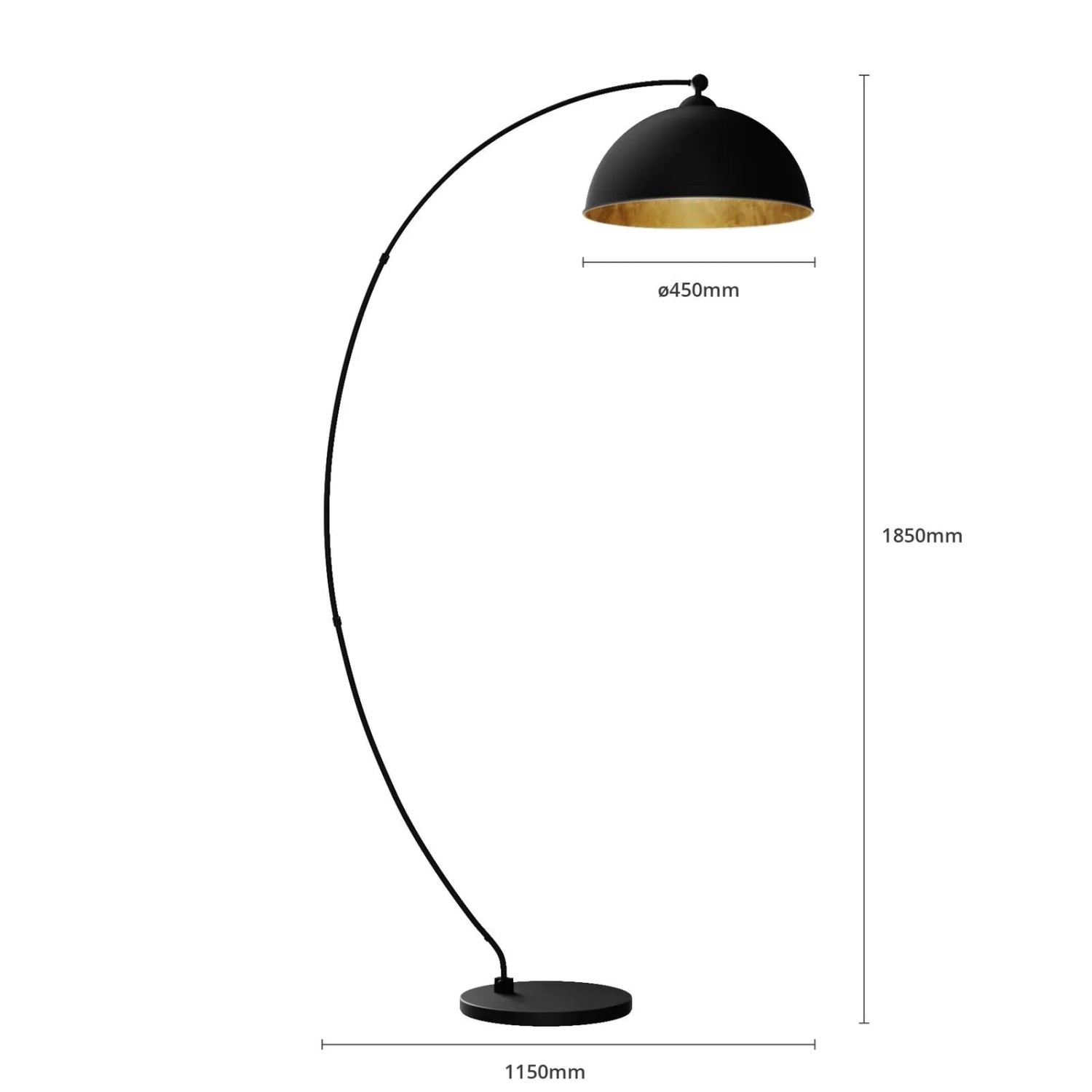 Schwarze Lindby Bogenleuchte Jonera aus Metall, 185cm hoch, für Wohnzimmer & Junges Wohnen.