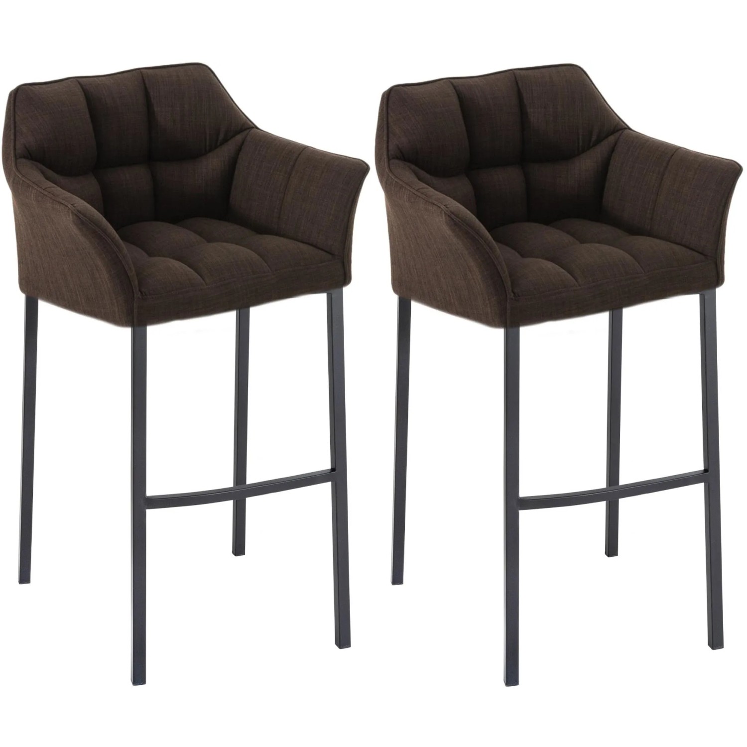 CLP 2er Set Barhocker Damaso Stoff Mit Vierfußgestellen Braun/Schwarz
