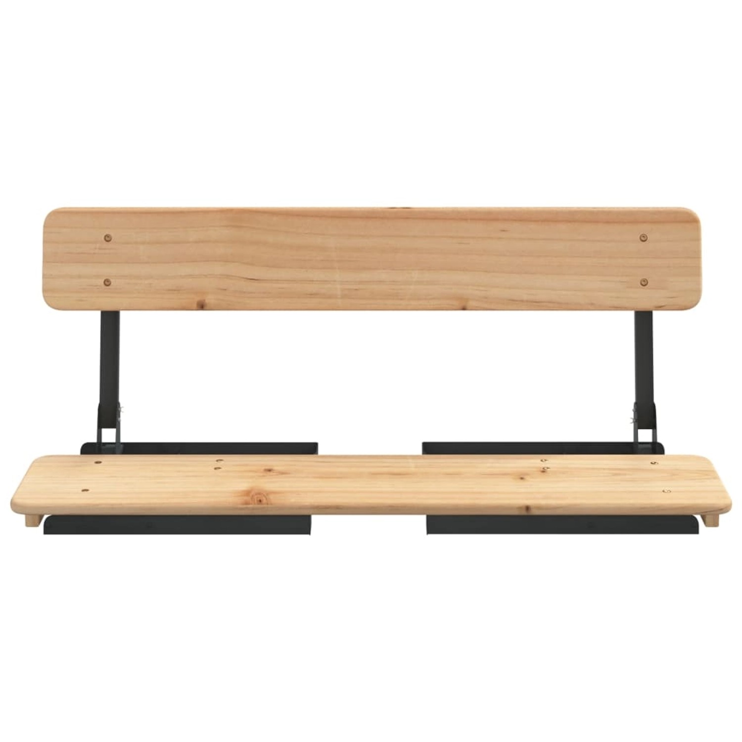 Biertisch-Bank aus Tannenholz mit schwarzem Metallgestell, Teil eines 3-tlg. Gartenmöbel Sets.