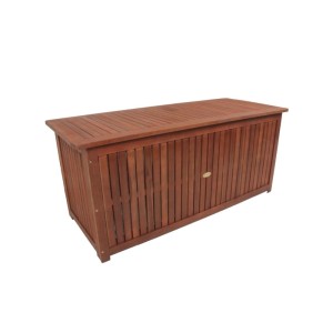 DELUKE Auflagenbox JOANA Natur Akazie Gartenbox Aufbewahrungsbox Kissenbox Gartentruhe Outdoor
