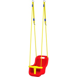 Winnetoo Babysitz, mehrfarbig, mit hoher Rückenlehne und gelben Seilen für Gartenspielgeräte.