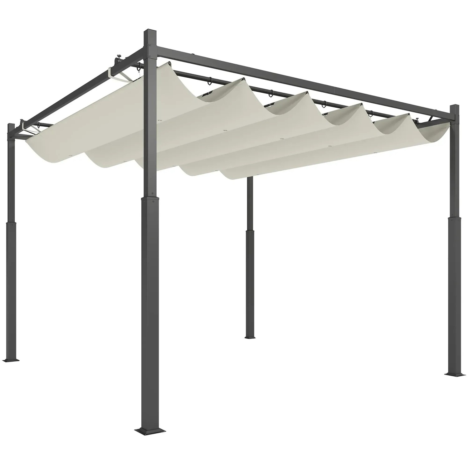 Outsunny Pergola Metall Polyester Cremeweiß 298L x 298B x 230H cm günstig online kaufen