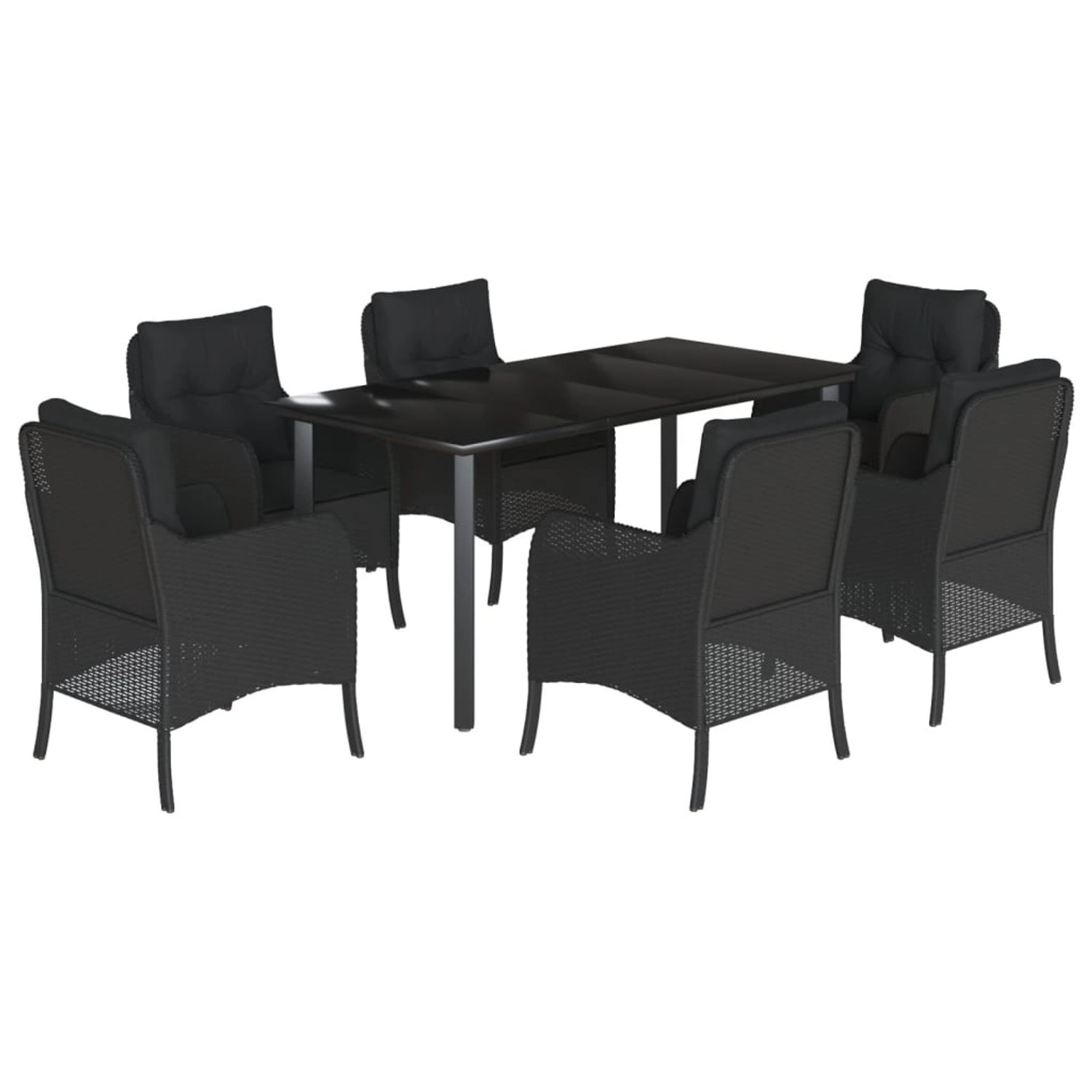 vidaXL 7-Tlg Garten-Essgruppe mit Kissen Schwarz Poly Rattan 3211931 günstig online kaufen