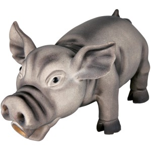 Graues Jollypaw Schwein aus Latex mit Tierstimme, 17 cm, für Hunde.