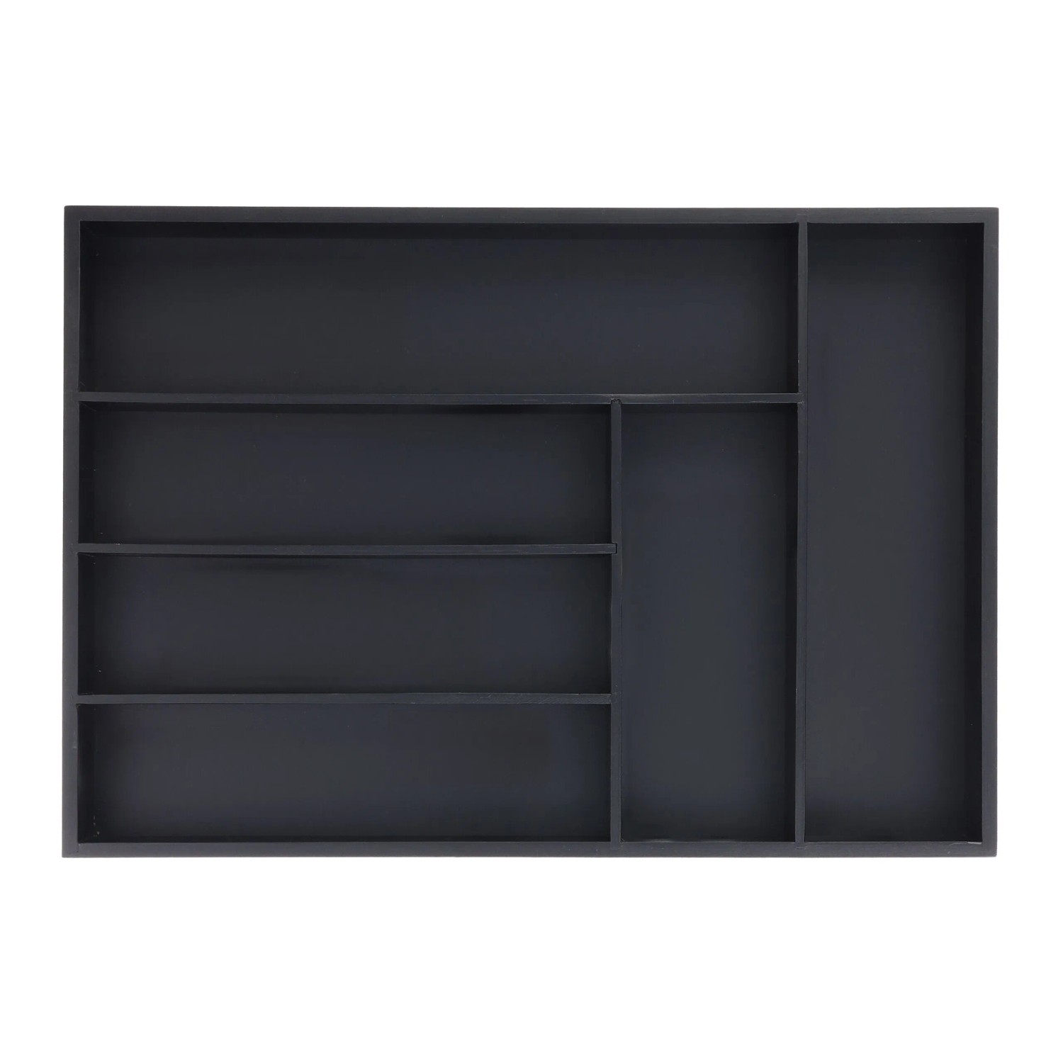 Relaxdays Besteckkasten Bambus Schwarz 6 Fächer 43 cm x 30,5 cm x 5 cm 0,8 kg