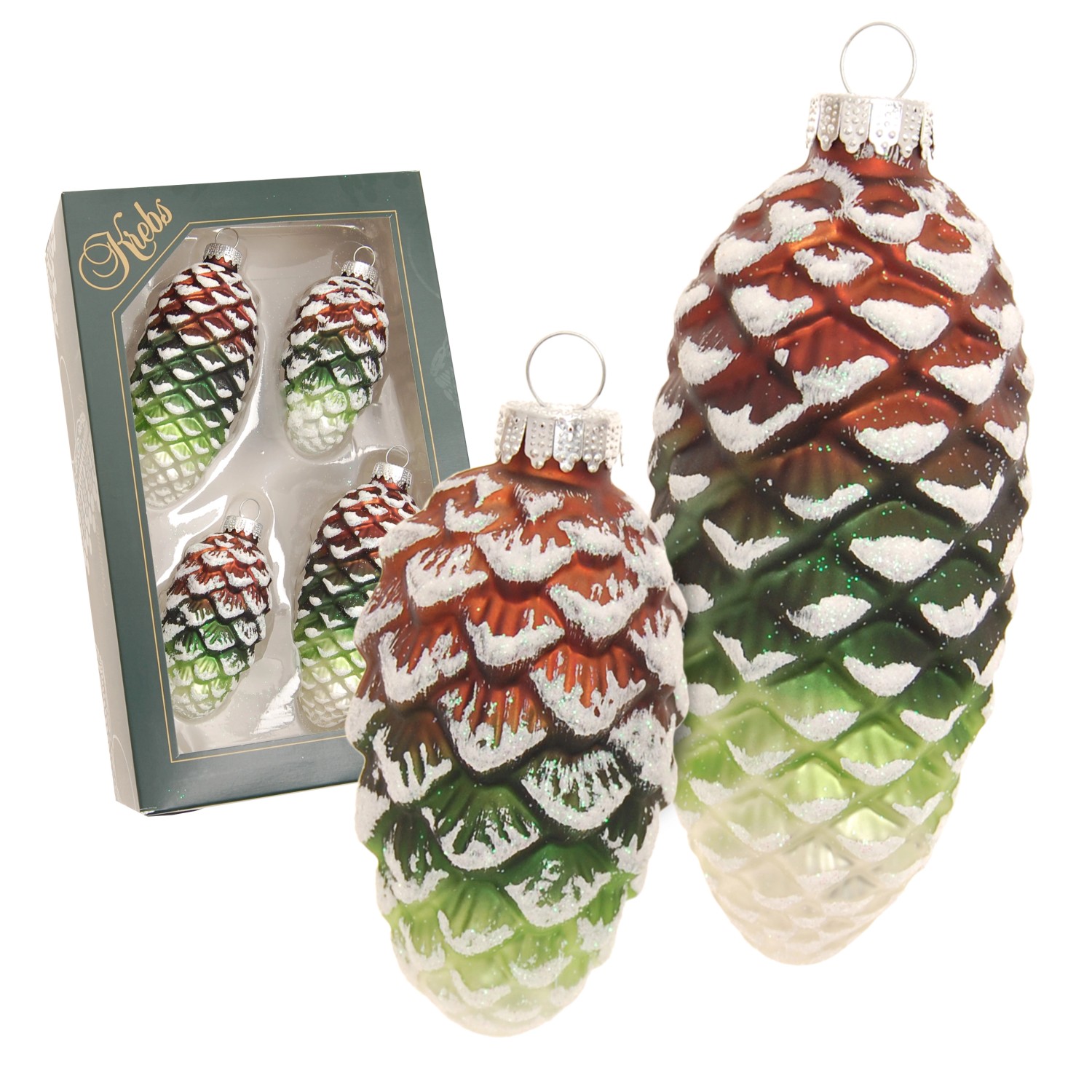 Krebs Glas Lauscha Weihnachtsornamente Tannenzapfen Wald 4-tlg. 7cm