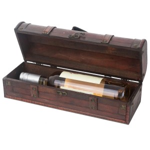 HMF VWB-ESP-QF-01 Vintage Deko Geschenkbox mit Deckel aus Holz 1 Flasche Wein Querformat Spanien