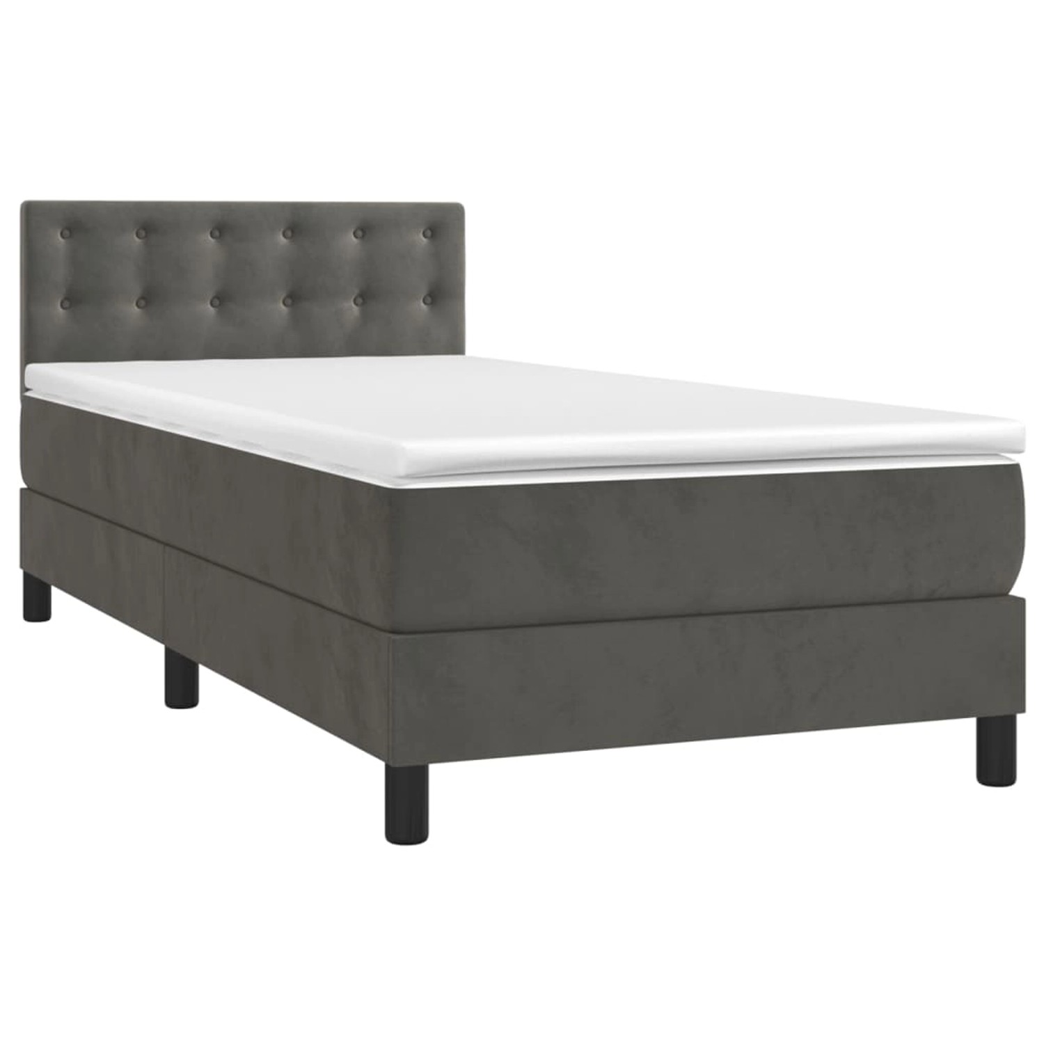 vidaXL Boxspringbett mit Matratze & LED Dunkelgrau 90x200 cm Samt 3134622 günstig online kaufen