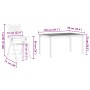 Skizze der vidaXL Garten-Essgruppe aus Akazienholz mit Tisch und Stuhl mit Maßangaben.