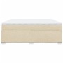 Cremefarbenes vidaXL Boxspringbett 200x200 cm mit Matratze und Auflage.