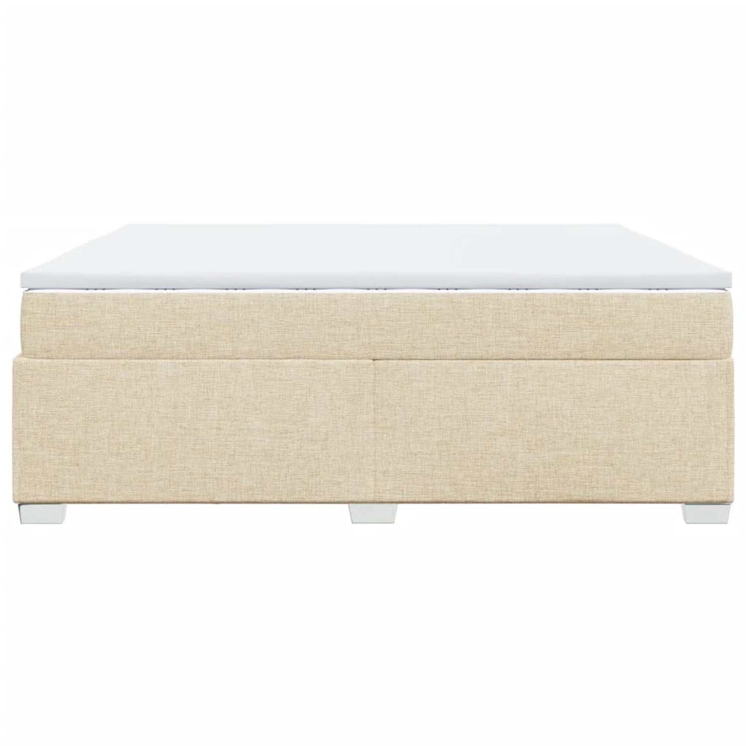 Cremefarbenes vidaXL Boxspringbett 200x200 cm mit Matratze und Auflage.