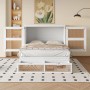 Weißes Merax Schrankbett 140x200cm mit Rattan-Türen und ausziehbaren Schubladen. Modernes Wandbett mit Stauraum.