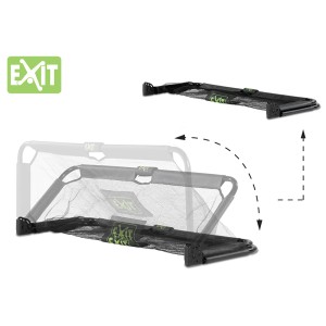 EXIT Panna Fußballtor 150x60cm, faltbar, Stahl, schwarz, Set mit 2, zeigt Faltmechanismus.