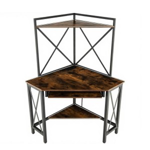 Costway Schreibtisch mit Ladestation 80 x 80 x 145 cm Vintage