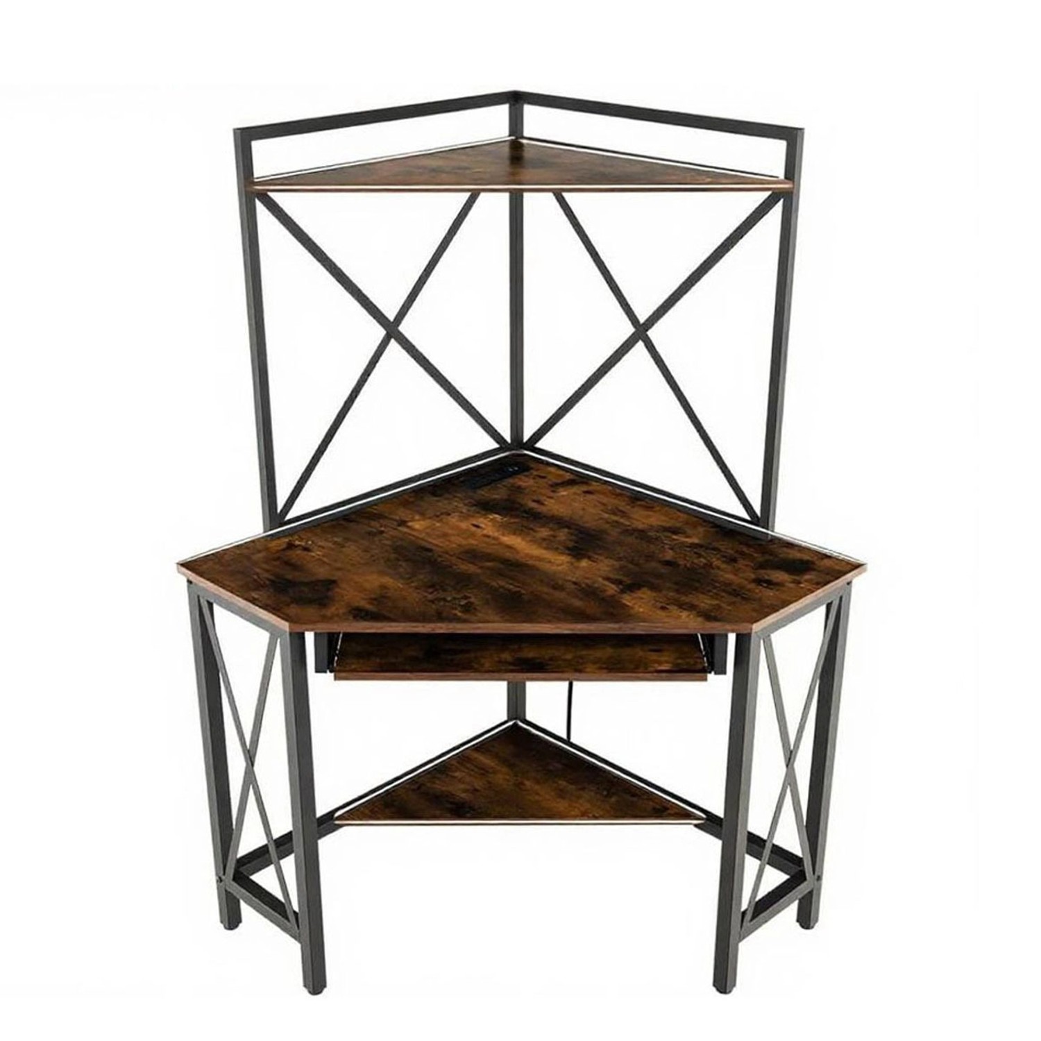 Costway Schreibtisch mit Ladestation 80 x 80 x 145 cm Vintage günstig online kaufen