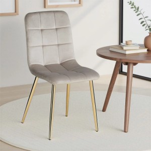 Homestyle4u Esszimmerstuhl in Beige mit Samtbezug und goldenen Metallfüßen. Gepolstert, modernes Design für Esszimmer & Küche.