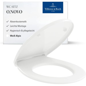 Villeroy & Boch O.novo WC-Sitz 438 x 368 x 49 mm mit SoftClosing und QuickRelease Duroplast Weiß Alpin