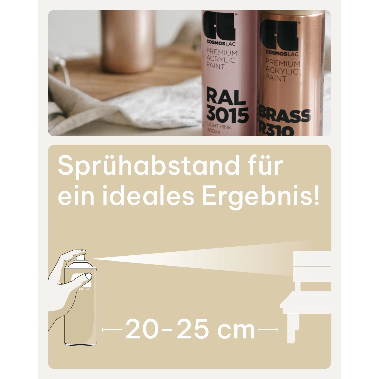 COSMOS LAC Acryllack Sprühdose in Vielen RAL Farbtönen  400ml Spraydose Perfekt für DIY Upcycling  R308 Gold_5