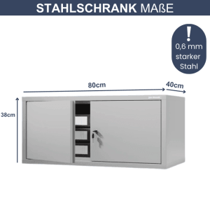 DELUKE Schrankerweiterung, grauer Aktenschrank mit 2 Flügeltüren, 38x80x40 cm.
