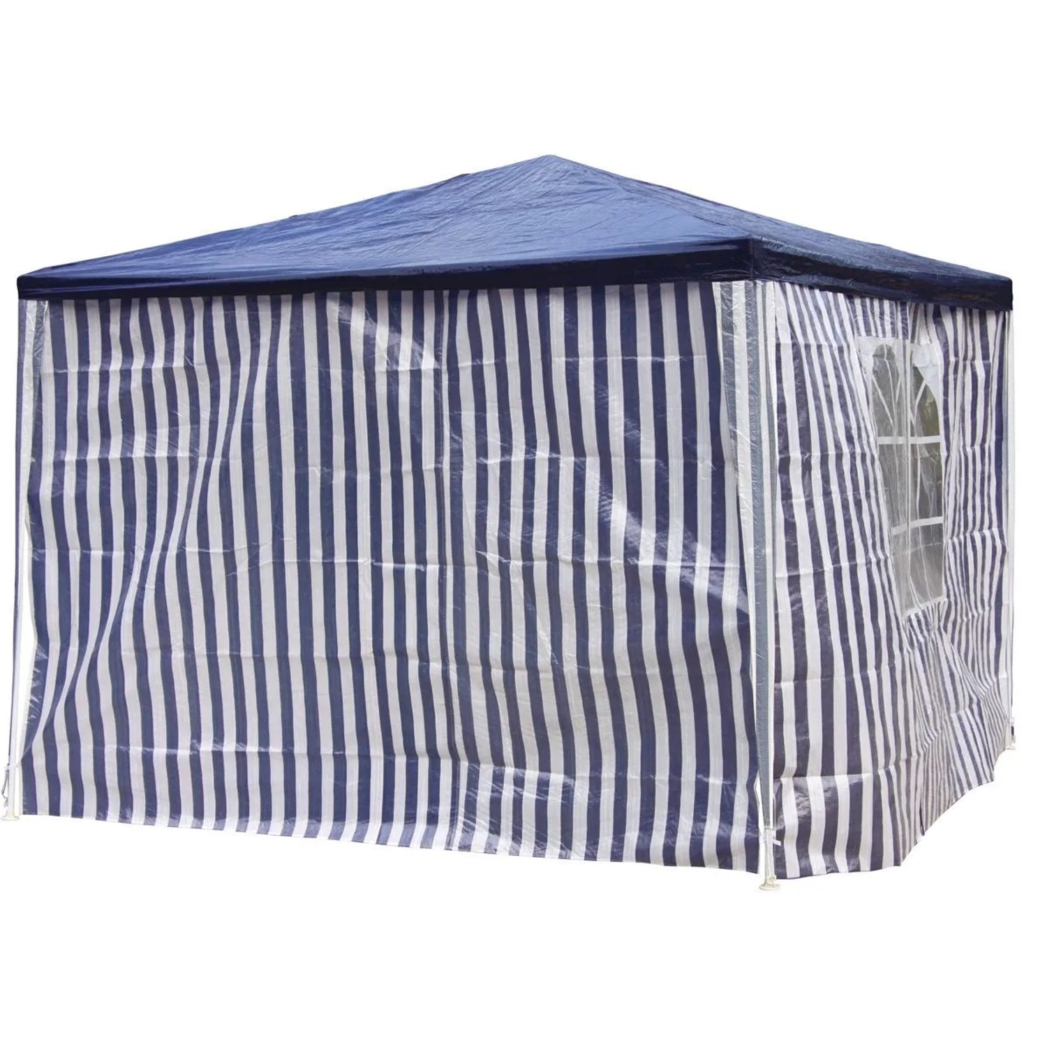 Lex 2er Set Seitenteile für Pavillon 3x3x2,5m Fenster Seitenwand Faltpavillon Partyzelt Blau Weiß
