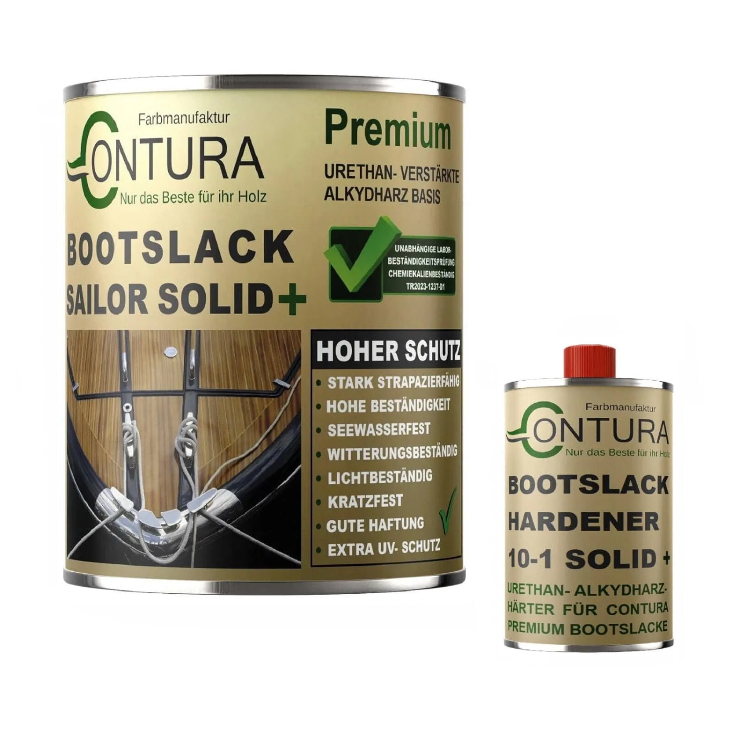 Contura 2K Bootslack Farbig Yacht Buntlack Metall Holz GFK Boot Seidenmatt 550ml Grau RAL 7035 Analog