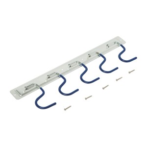 LUX Geräteleiste Classic mit 5 Haken und Schrauben zur Wandmontage.