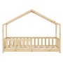 ML-Design Hausbett 80x160 cm aus Kiefernholz, natur mit Rausfallschutz.