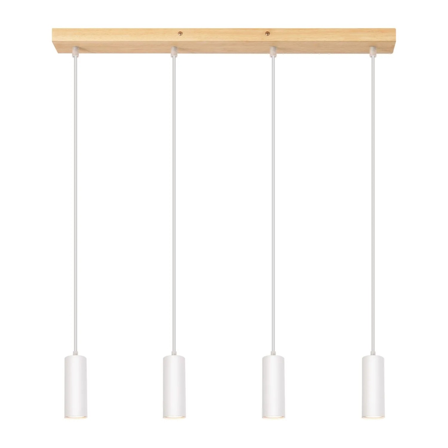 NETTLIFE Pendelleuchte aus Holz und Metall L170cm Weiß