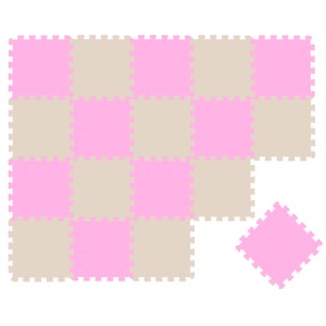 LittleTom Puzzlematte, 18-teilig, rosa & beige. Weiche Spielmatte für Babys und Kinder.