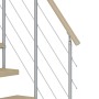 Detailansicht der Dolle Mittelholmtreppe Dublin: Ahornstufen, perlgraues Geländer mit Edelstahlstäben.