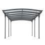 Freistehender, dunkelgrauer Juskys Carport mit Bogendach (5x3 m) und lichtdurchlässigem Dach.