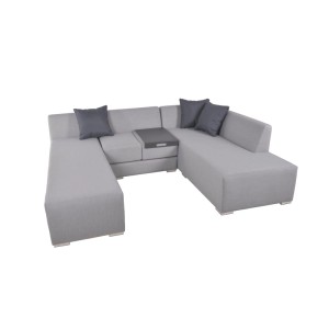 DELUKE Gartenloungeset BERT 3-tlg. Alu-Polyester Mit Auflagen Grau Gartenmöbel Set Garten Loungegruppe Lounge-Set Pool Loungegarnitur
