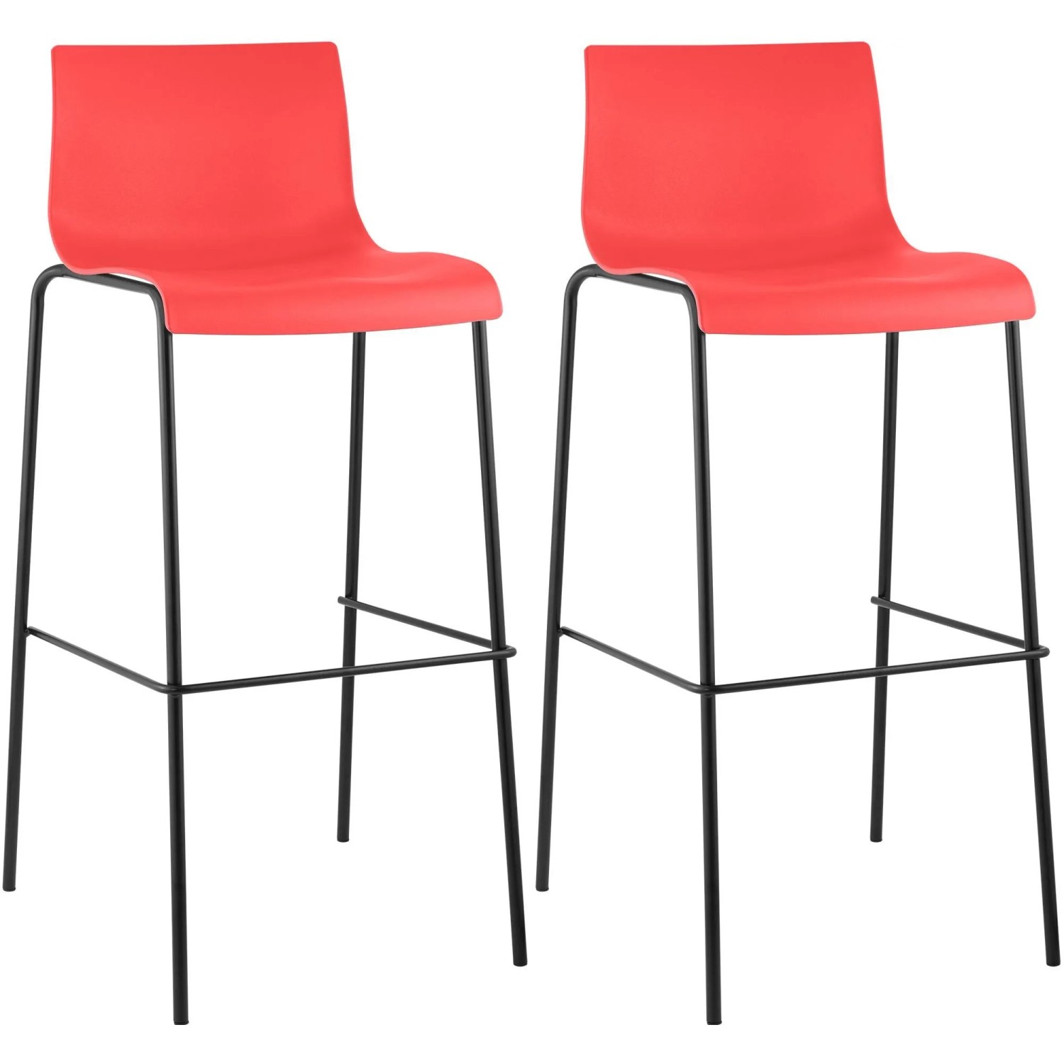 CLP 2er Set Barhocker Hover Kunststoff 4-Fuß Gestell Rot/Schwarz