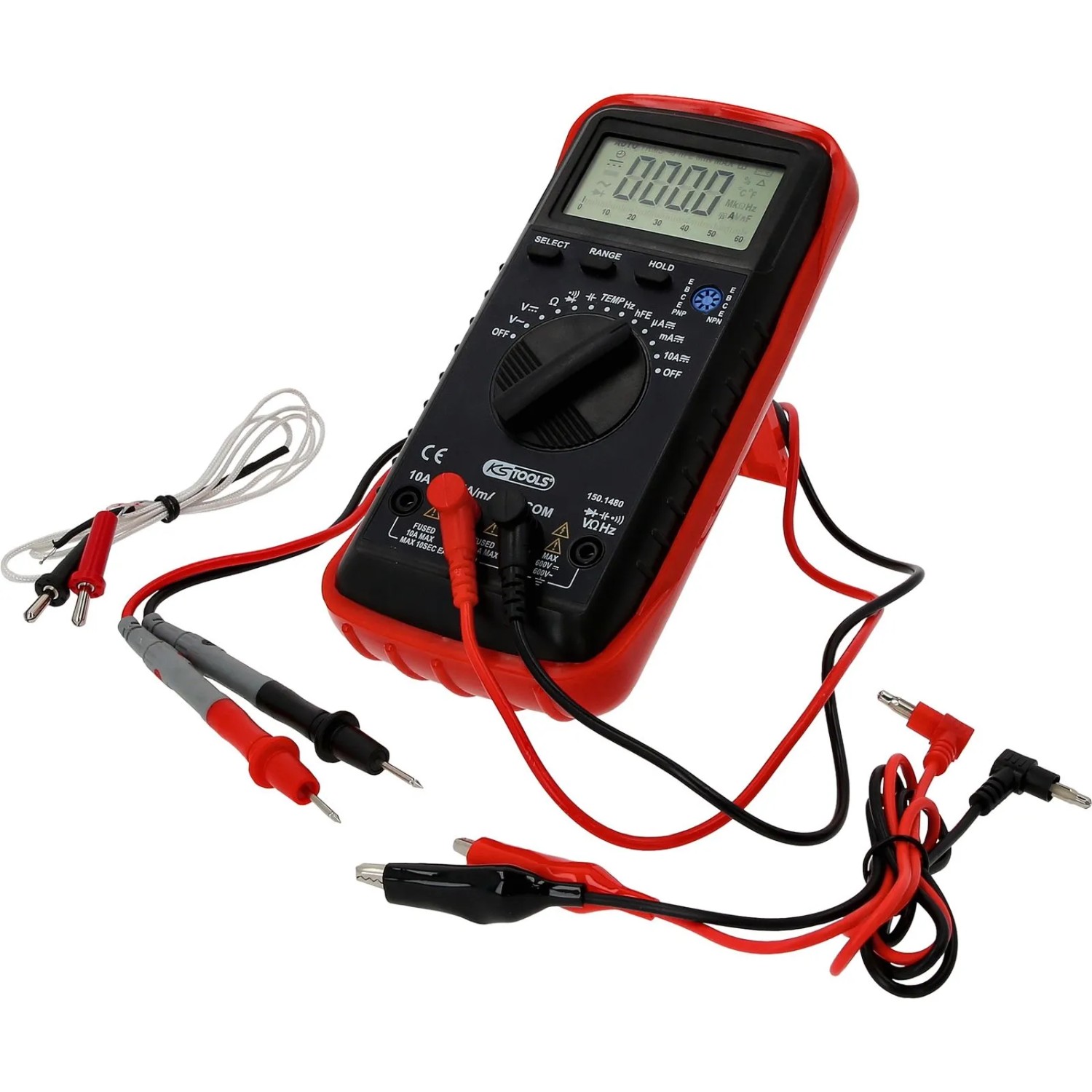 KS TOOLS Digital Multimeter Inkl  Prüfspitzen Und Krokodilklemmen 150 1480