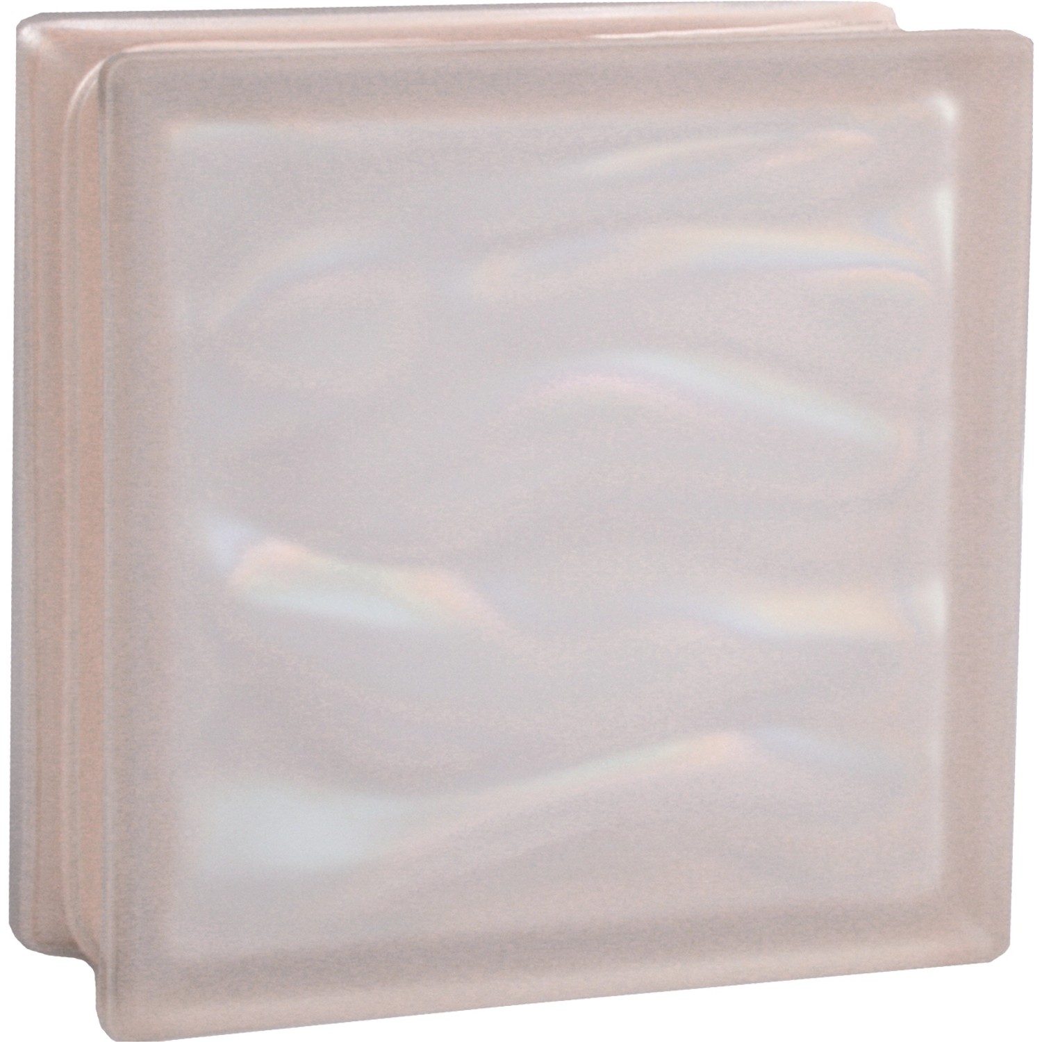 BM Glasstein Aqua Perlmutt Rosa 2-Seitig Satiniert 19 cm x 19 cm x 8 cm