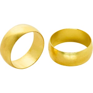 Zwei Messing Klemmringe, Ø 18 mm, für Klemmfittings zur Verbindung von Kupferrohren.