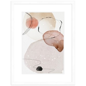 Weißer Bilderrahmen aus Holz mit abstraktem Aquarellbild, 10x15 cm, moderner Stil.