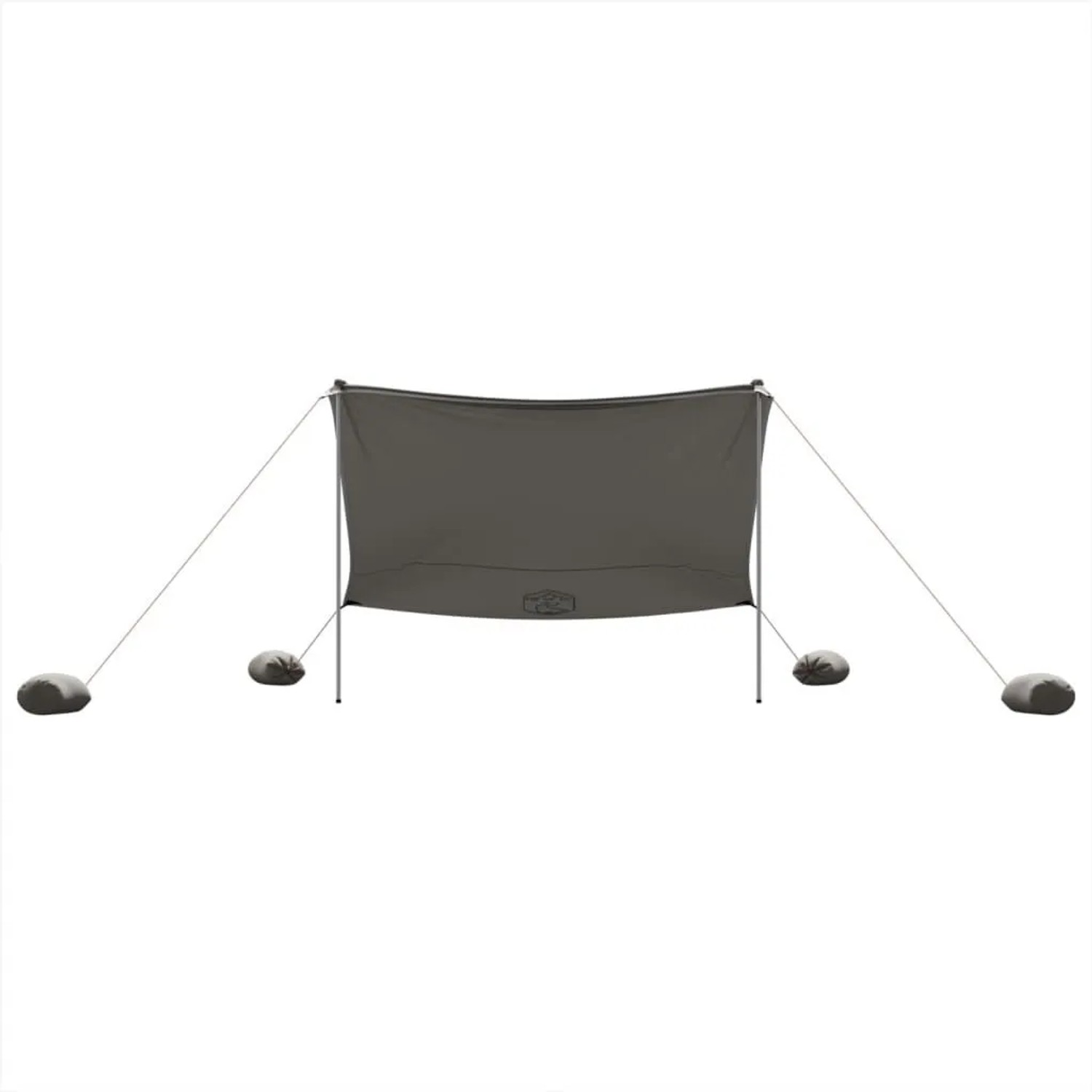 Graues Strand-Schattenzelt mit Sandsäcken, Pavillon für den Strand oder Camping.