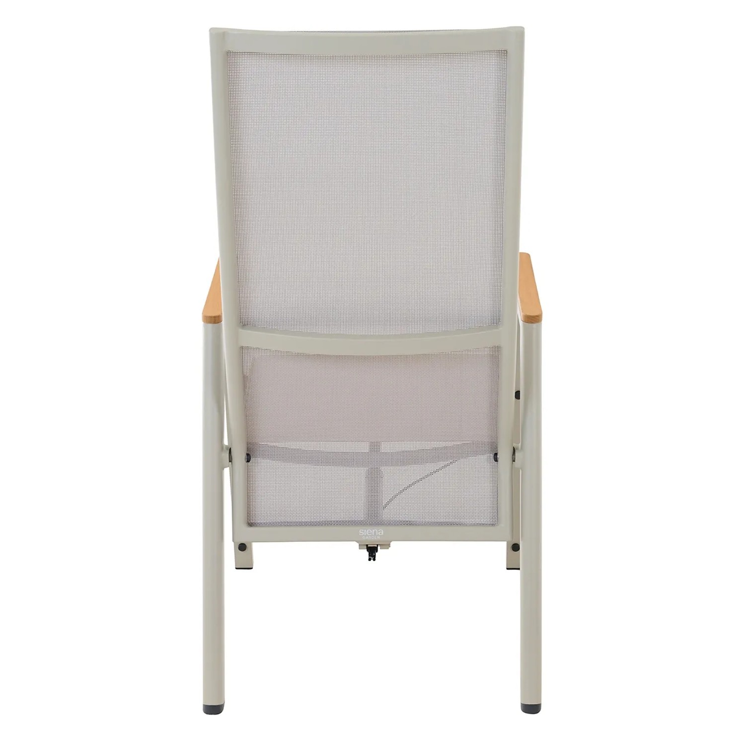 Siena Garden Movesessel Bologna, seidengrau, mit Teakholz-Armlehnen, Ansicht von hinten.
