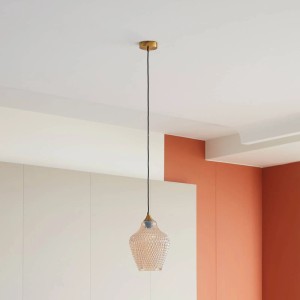 Lindby Pendelleuchte Drakar 10020410 Retro Vintage Antik in Creme aus Glas 1-flammig E27 Wohnzimmerleuchte