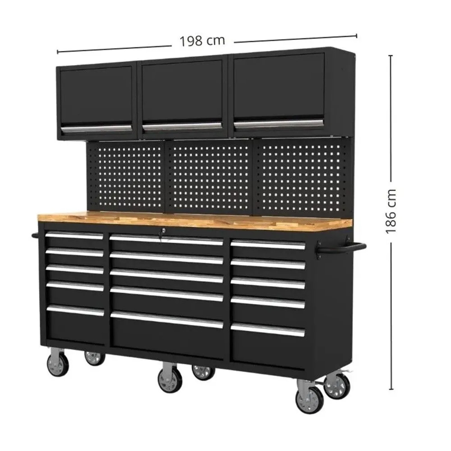 Galaflor Mobile Werkbank mit Lochwand Oberschränken und Arbeitsplatte 183 cm_5