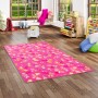 Pinker Kinderteppich mit Schmetterlingen, Snapstyle, 80x240cm. Kurzflorteppich für Kinderzimmer.